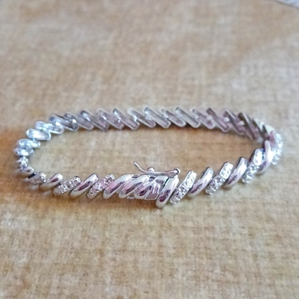 925 Silver Rhinestone Bracelet - Picture 8 of 8